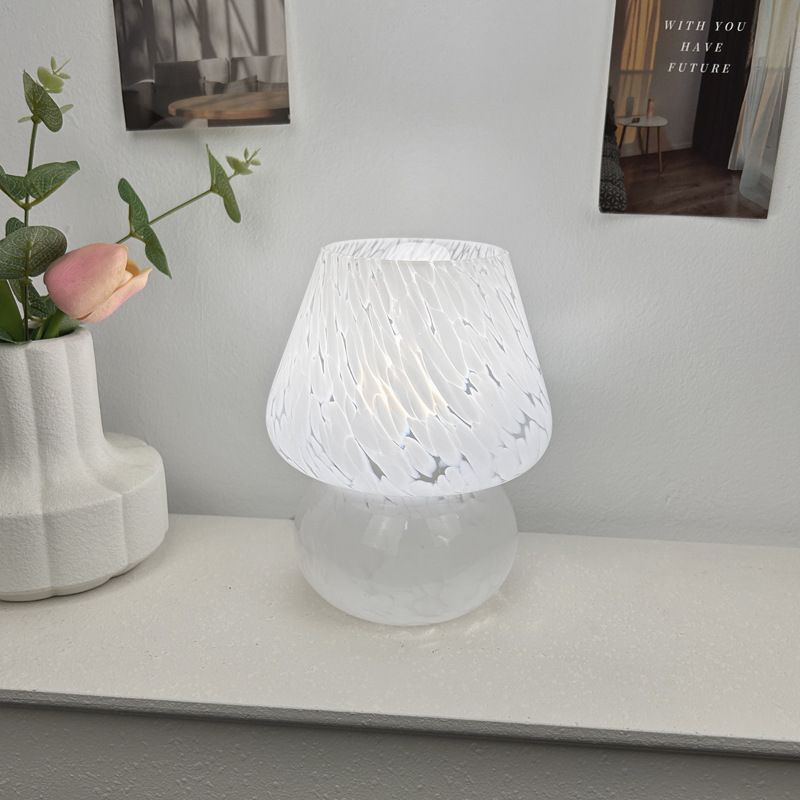 Vintage Speckled Glass Mushroom Table Lamp – AU Plug | White Marble