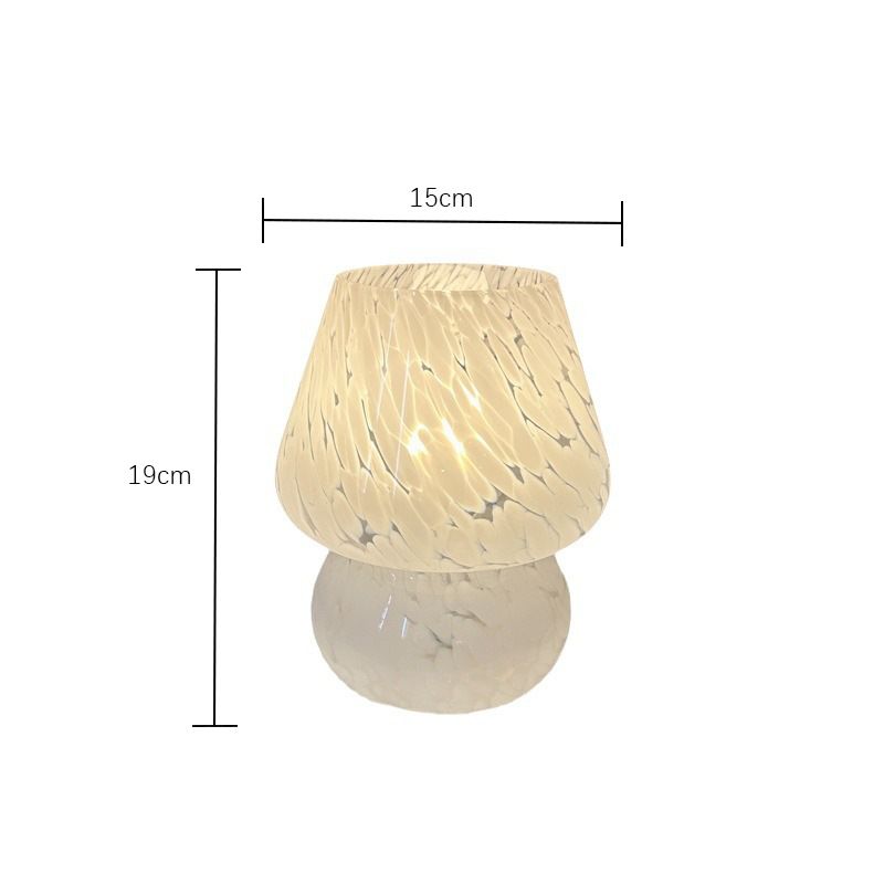 Vintage Speckled Glass Mushroom Table Lamp – AU Plug | White Marble