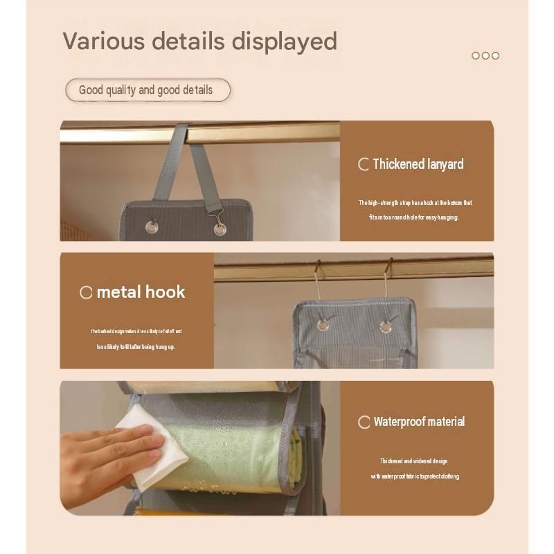 Double-Sided Hanging Clothes Organiser – Transparent Pockets, Reinforced Hooks | Wardrobe & Door