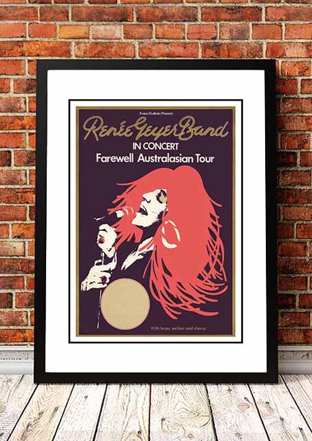 Renee Geyer ‘Farewell Australasia' Tour Poster 1976 - Framed A2