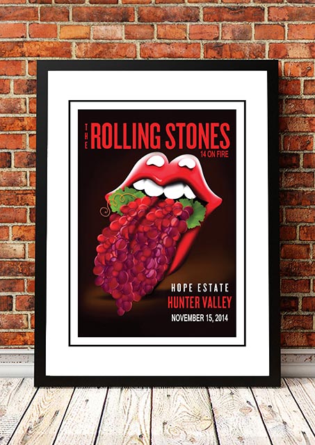 The Rolling Stones 'Hunter Valley'  Australia Concert Poster 2014 - Framed A2