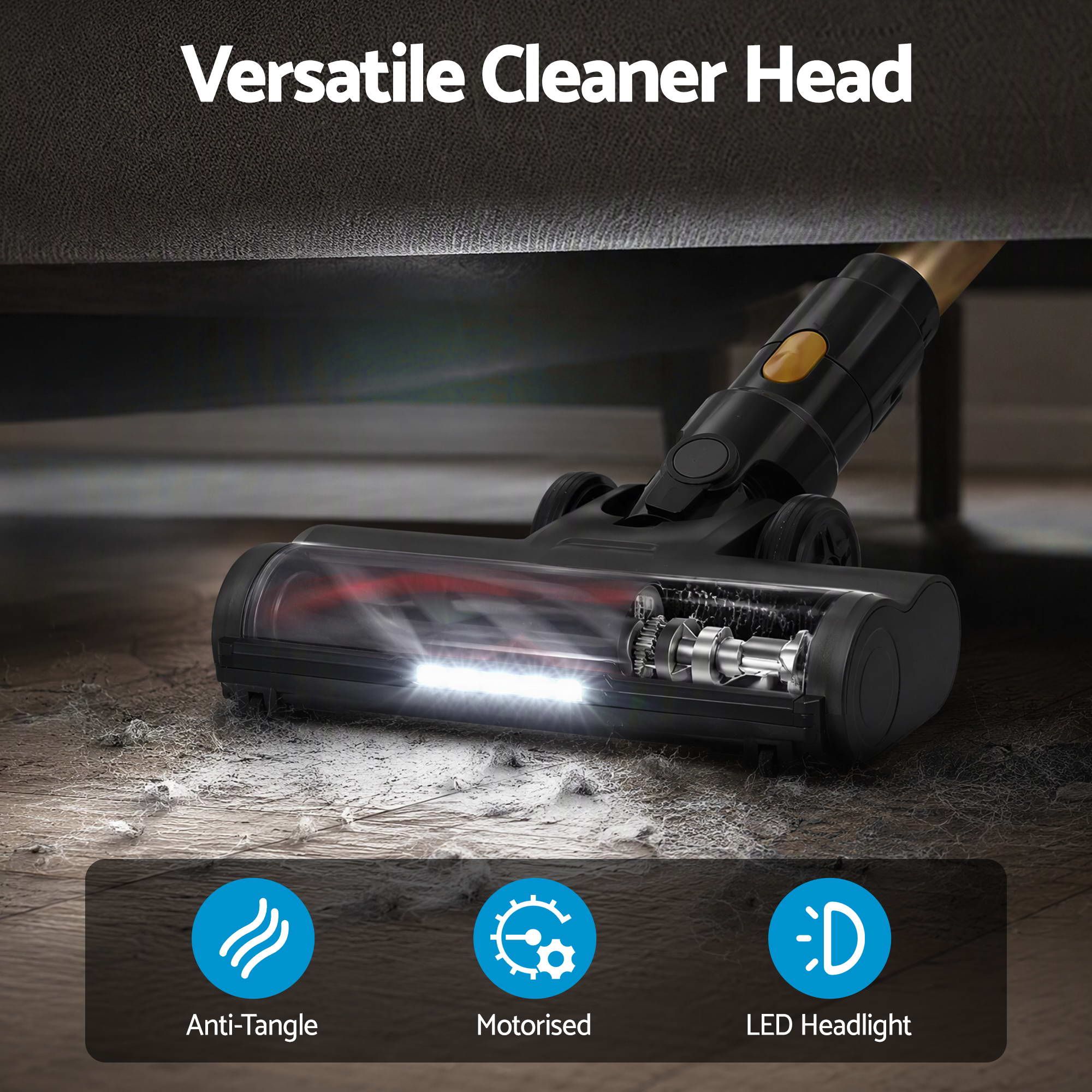 DEVANTI Cordless Stick Vacuum Cleaner 4-in-1 | 30,000Pa | Gold
