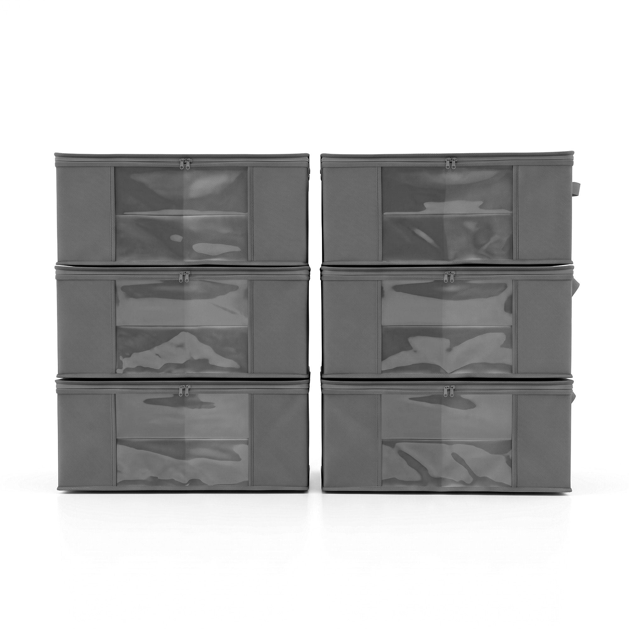 Artiss Clothes Storage Bags – 6 Pack, 35L, Foldable with Clear Window | Grey