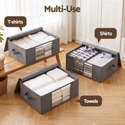 Artiss Clothes Storage Bags – 6 Pack, 35L, Foldable with Clear Window | Grey