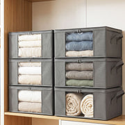 Artiss Clothes Storage Bags – 6 Pack, 35L, Foldable with Clear Window | Grey