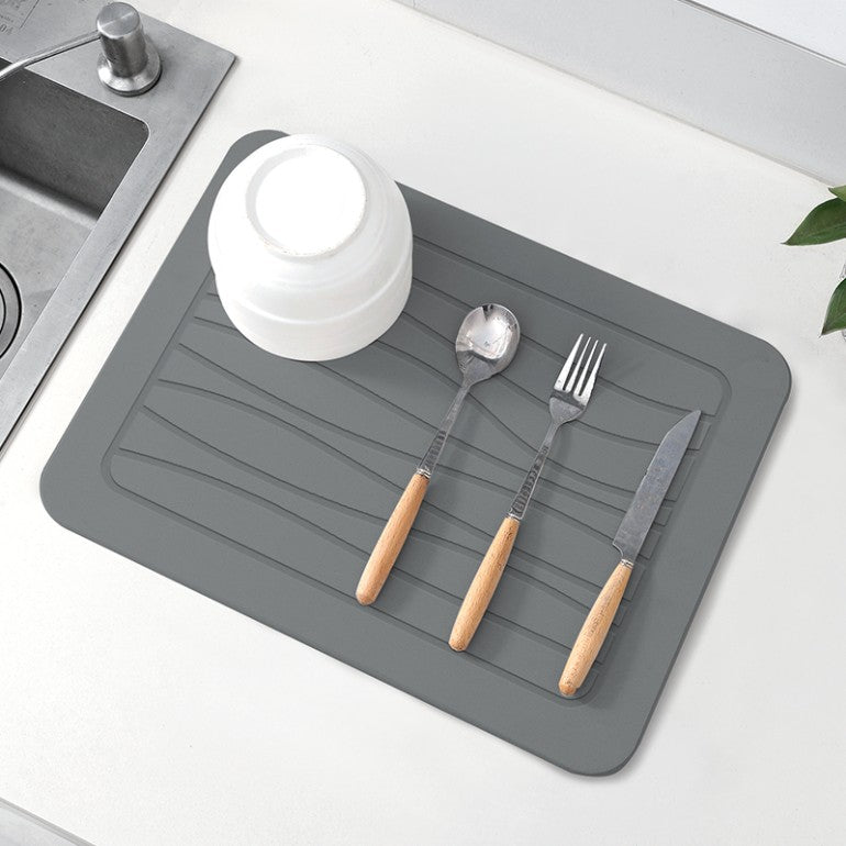 Hard Diatomite Kitchen Dish Drying Mat – Dark Grey – image 3