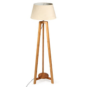 Natural Bamboo Tripod Floor Lamp with Beige Shade & Bottom Shelf – image 2