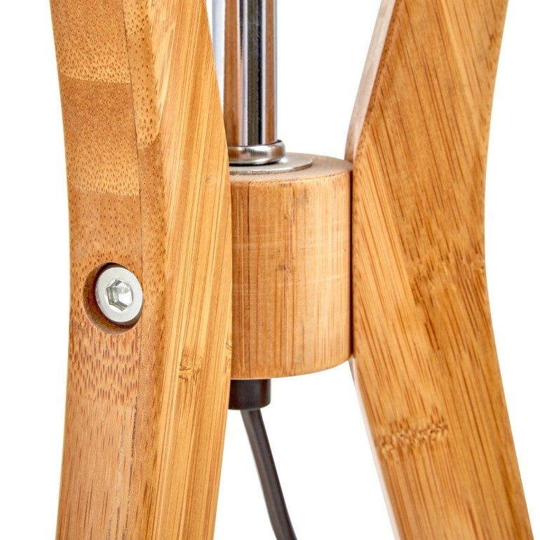 Natural Bamboo Tripod Table Lamp with White Shade – image 4