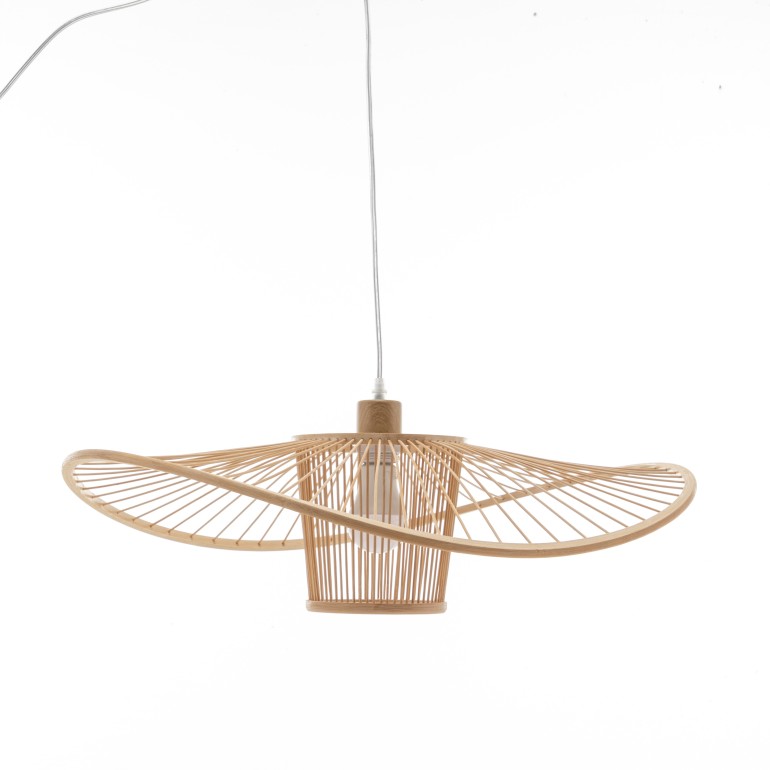 Natural Hand-Woven Bamboo Wide Brim Pendant Lamp – Large
