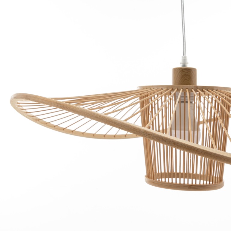 Natural Hand-Woven Bamboo Wide Brim Pendant Lamp – Large – image 4