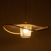 Natural Hand-Woven Bamboo Wide Brim Pendant Lamp – Large – image 6