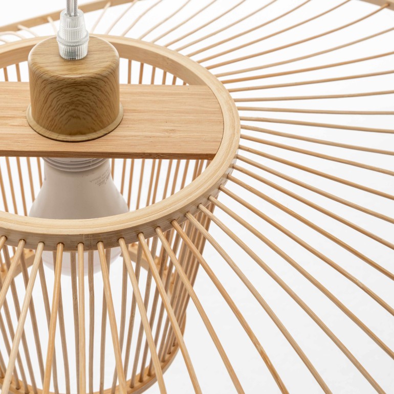 Natural Hand-Woven Bamboo Wide Brim Pendant Lamp – Large – image 3