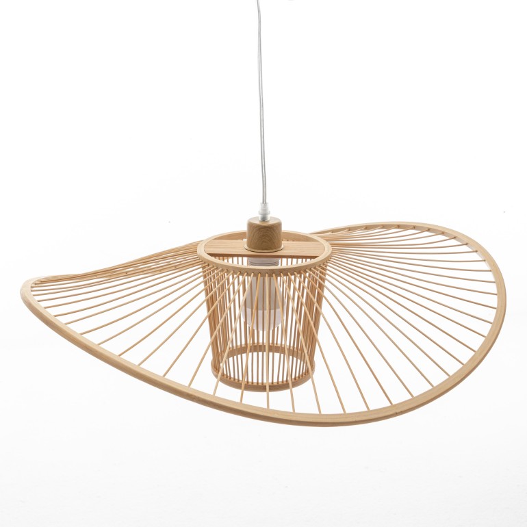 Natural Hand-Woven Bamboo Wide Brim Pendant Lamp – Large – image 2