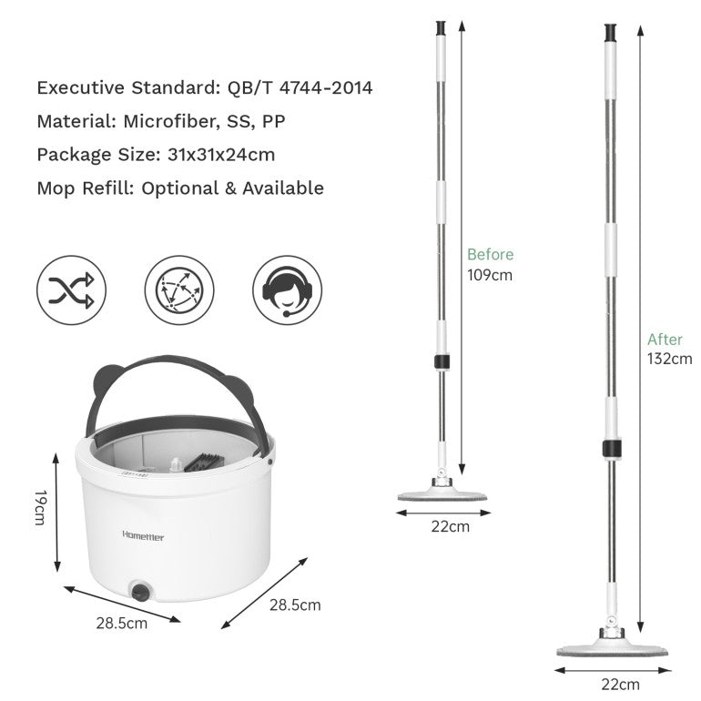 Round Mop and Bucket Set with Clean & Dirty Water Separation – White – image 2