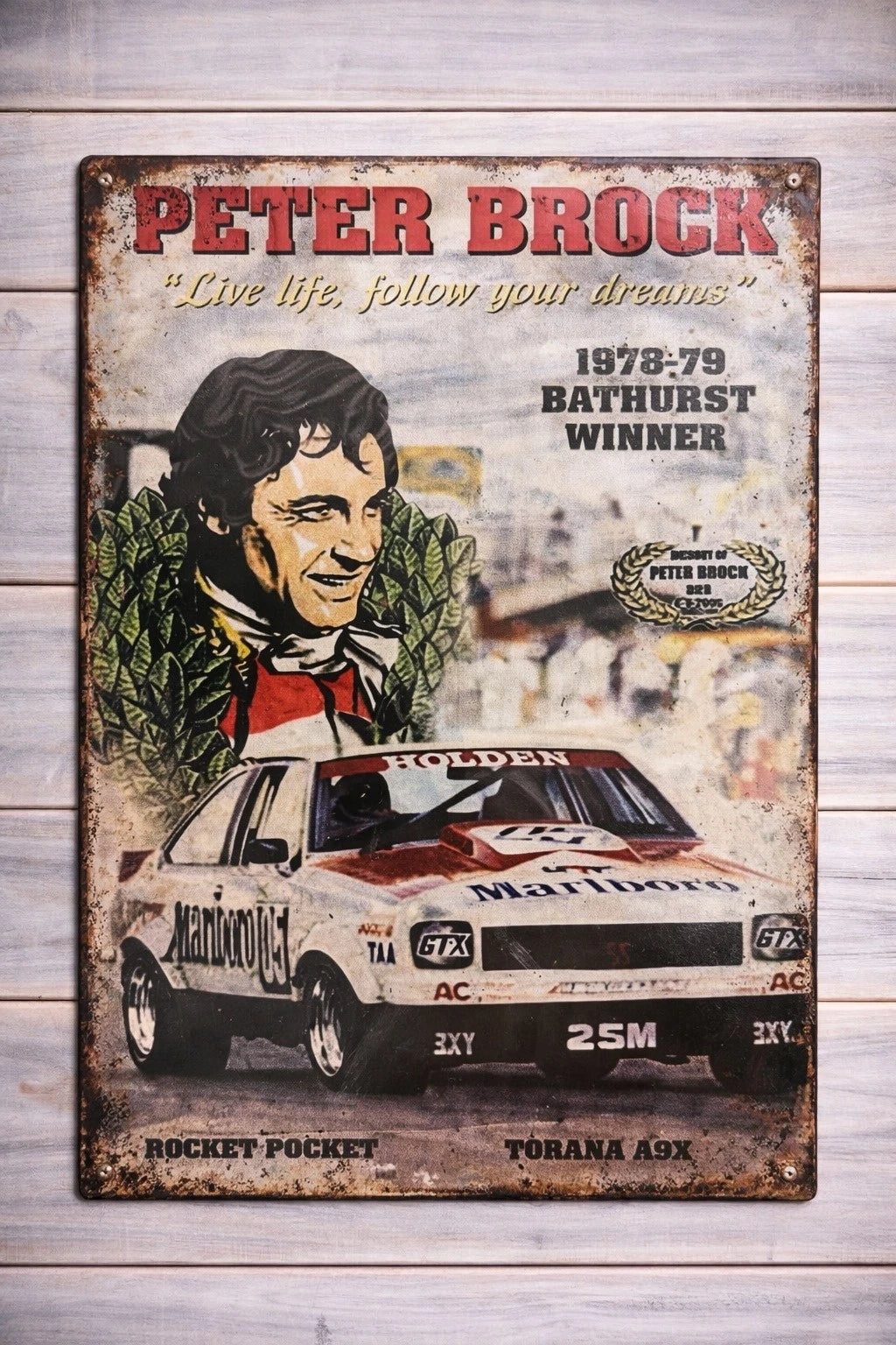Holden Peter Brock vintage metal wall sign 30x40cm for a garage or man cave