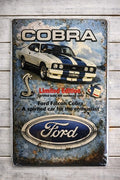 Ford Cobra Metal Sign | 20x30cm | Vintage Ford Falcon Muscle Car Garage Wall Décor | Man Cave | Petroliana