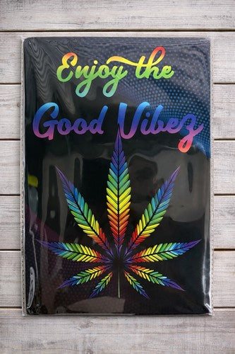 Enjoy The Good Vibes vintage metal wall sign 20x30cm for a garage or man cave